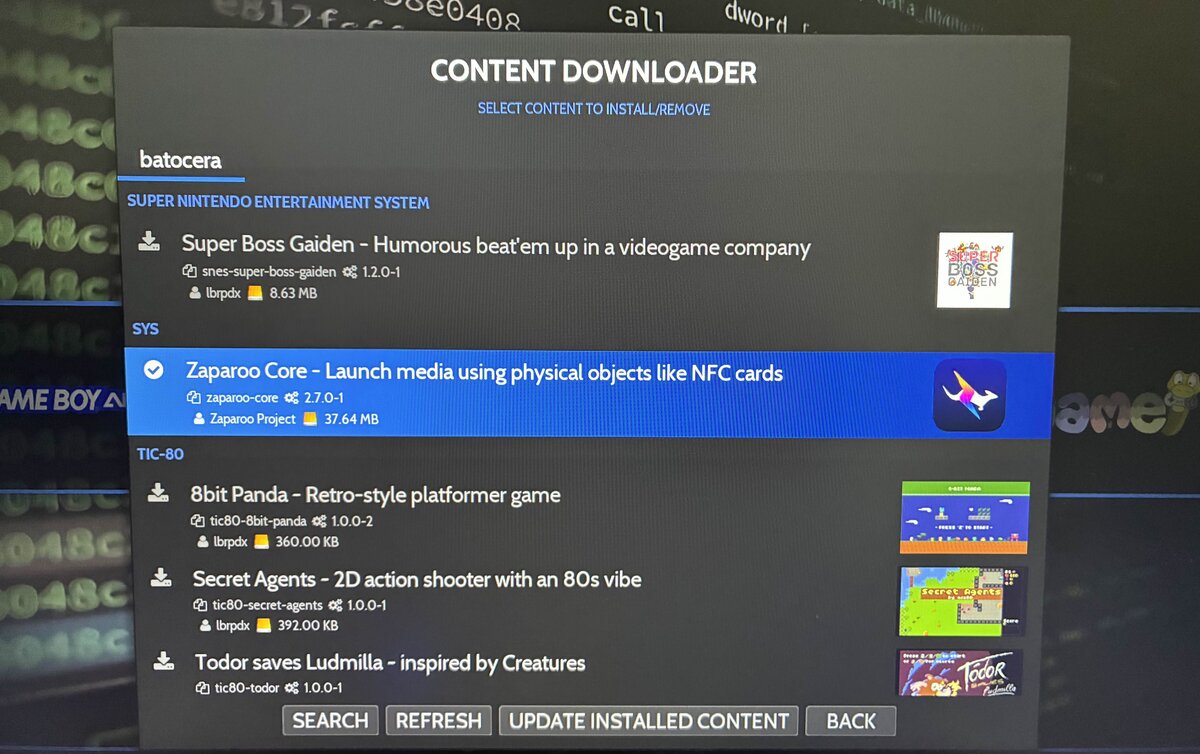 Zaparoo in Batocera Content Downloader