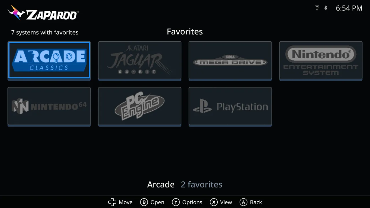 Favorites grouped by system