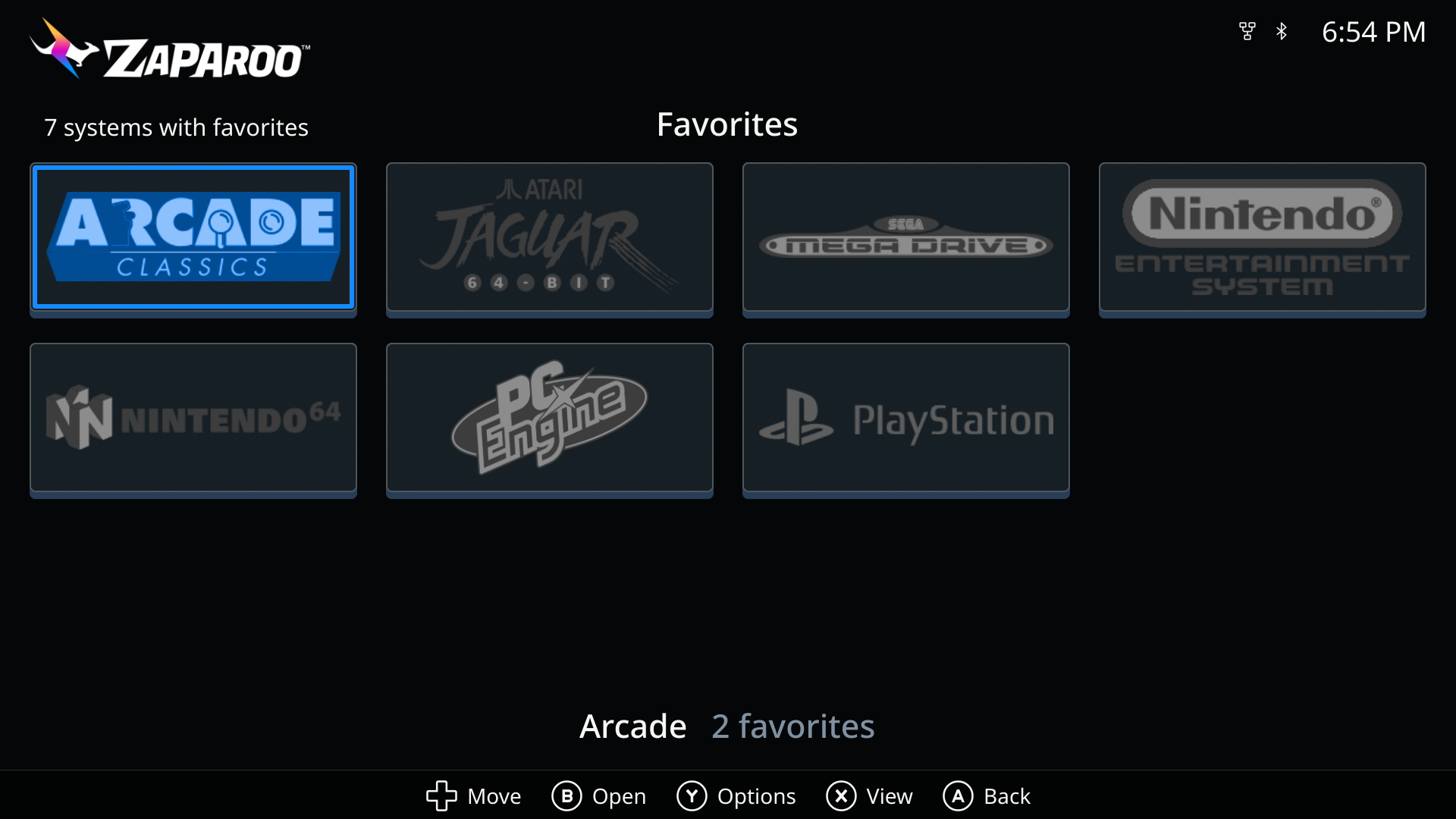 Favorites grouped by system
