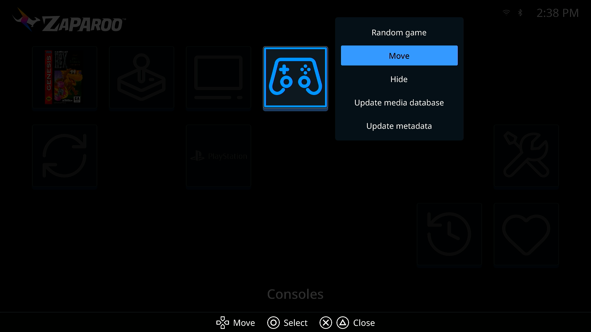 Hub tile options menu with Move and Hide