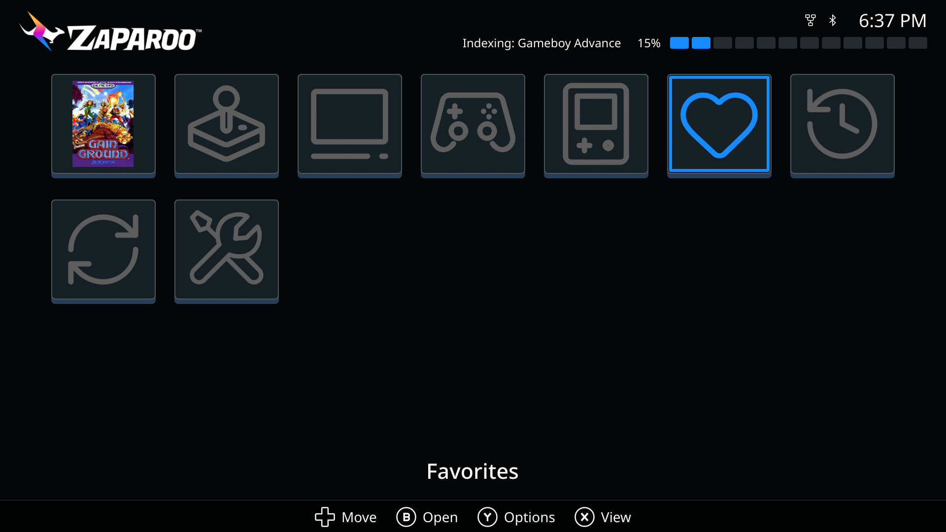 Status line showing indexing progress