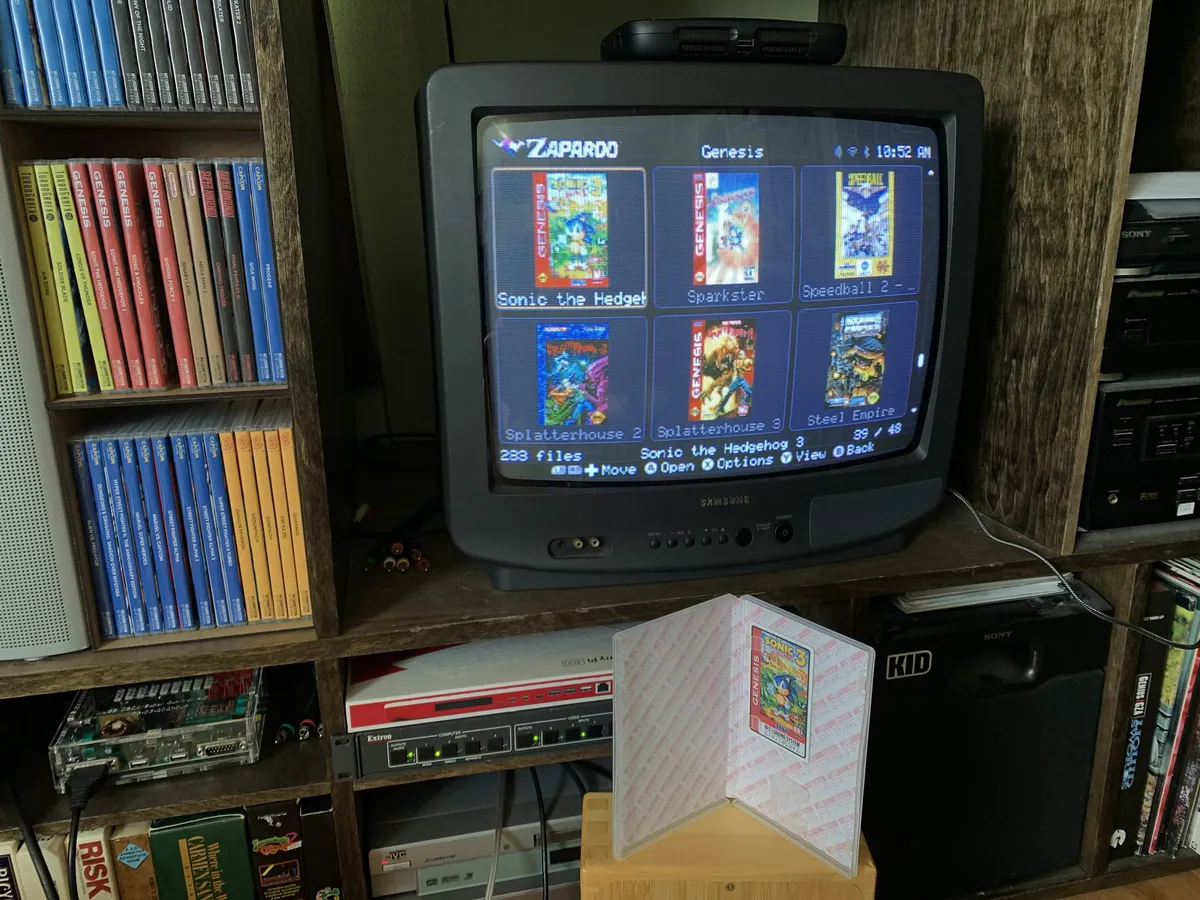 Zaparoo CRT setup with physical game cases by BigBlue709