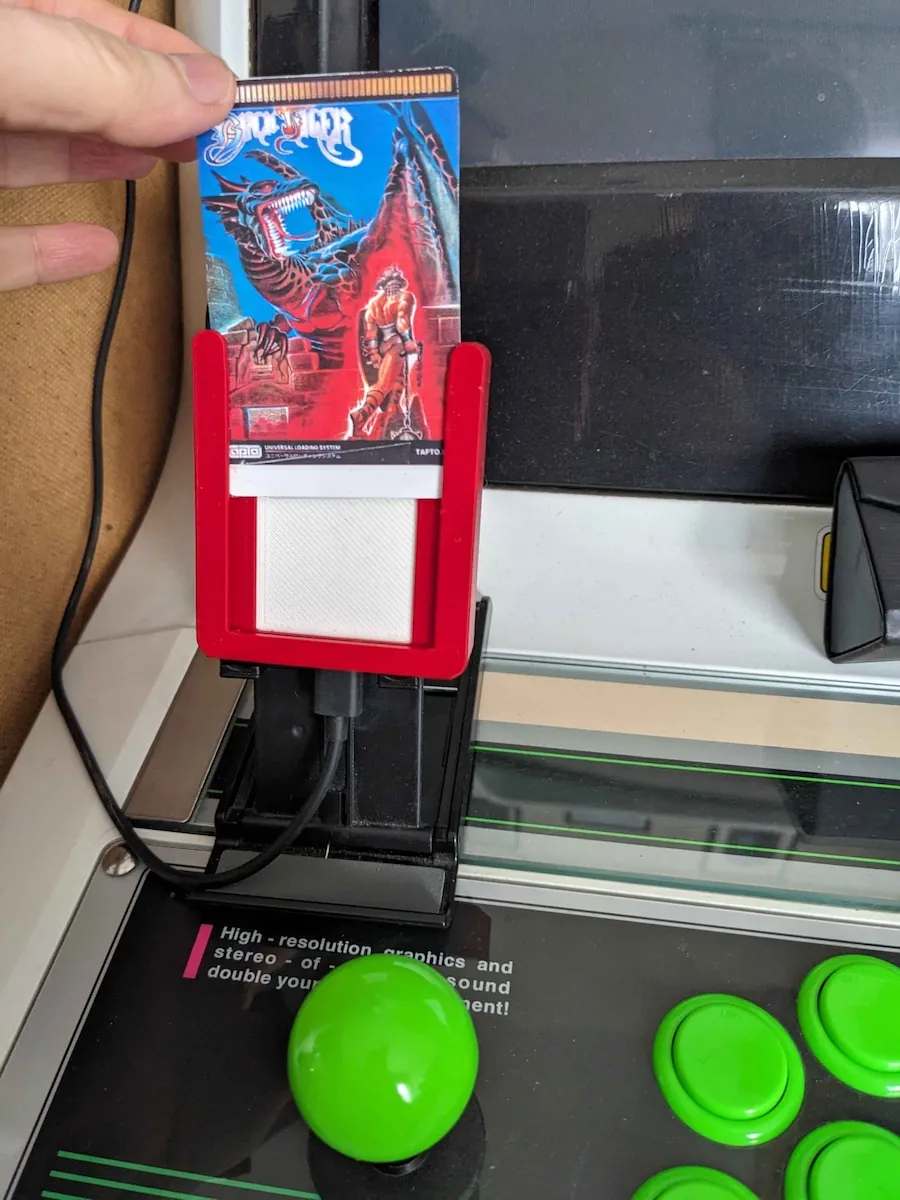 Arcade setup with custom NFC reader stand